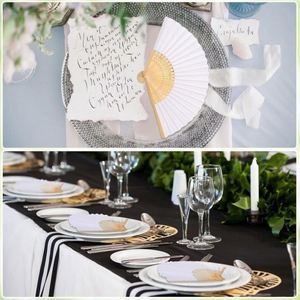 Éventail en papier blanc pliable en bambou, éventail plié à la main pour mariage, fête et décoration intérieure - Product Image 6