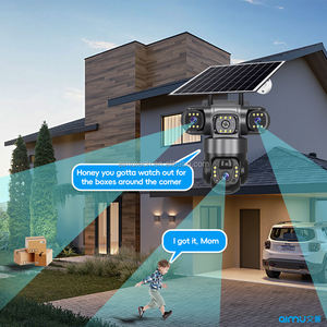 Kamera CCTV terintegrasi tenaga surya, 6MP V380 Pro 2 1 AI lampu keamanan IP 4G bicara dua arah 3 lensa 200W daya plastik LED baterai Jalan - Product Image 5