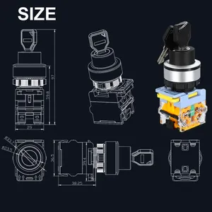 Vente chaude réinitialisation momentanée autobloquant 30mm bouton de sélection de clé interrupteur bouton poussoir interrupteur d'alimentation pour armoire de Distribution - Product Image 6