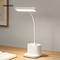 Lámpara de Escritorio LED, Lámpara de Mesa de Estudio, 3 CCT, Regulación Continua, Interruptor Táctil, Cuello de Cisne, Recargable, con Portaplumas