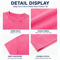 T-shirts personnalisés en coton délavé à la neige pour hommes, coupe oversize, épaules tombantes, vierges, vente en gros, OEM ODM, 250 GSM, fournisseur de vêtements décontractés d'usine