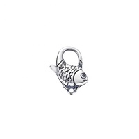 Serrure à motif de poisson en argent sterling oxydé, 925 fermoir mousqueton à pendentif en forme d'animal, résultats de bijoux de porte-breloque