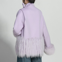 Jxwatcher Ensemble 2 pièces de luxe : Manteau et Gilet en Laine Double Face Haut de Gamme avec Manchettes en Véritable Fourrure de Renard – Fabricant Personnalisé de Manteaux d'Hiver en Véritable Laine