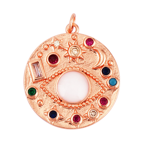 Colgante esmaltado de mal de ojo, Zirconia cúbica chapada en oro real de 18 quilates, CZ pavimentada, collar de joyería, pulsera, accesorios, suministros <span class=keywords><strong>L29</strong></span> - Product Image 3