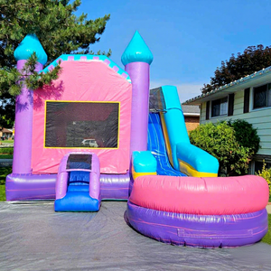 Commercial grade kids outdoor castillo hinchable infantil inflatable <b>pink</b> bounce house combo <b>slide</b> - Product Image 1