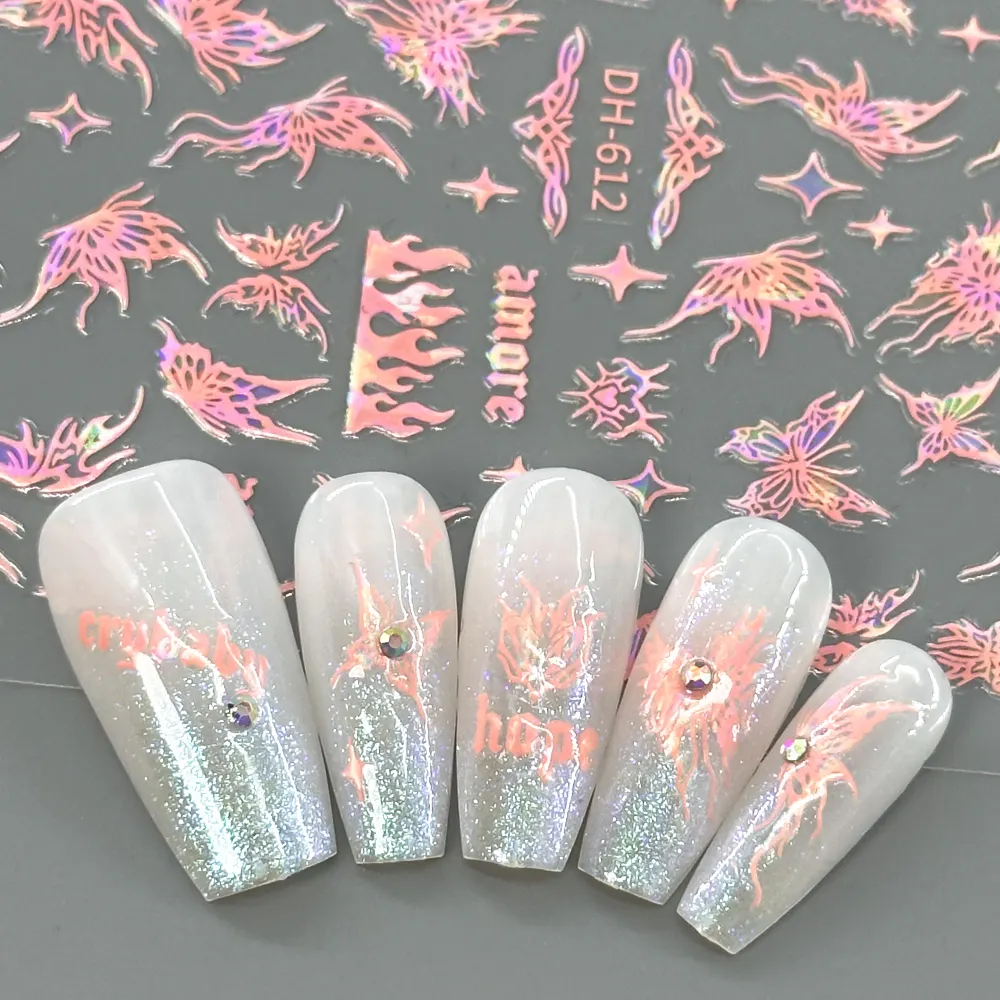 Commercio all'ingrosso della fabbrica rosa Nail Art Sticker decalcomanie 3D unghie adesivo prodotti per la decorazione per le unghie