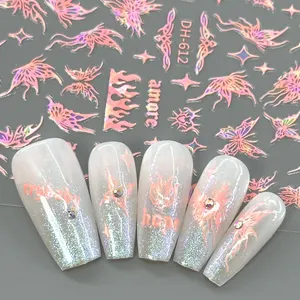 Оптовая Продажа с фабрики, Стикеры для ногтей с розовой бабочкой, наклейки для ногтей, 3D наклейки для ногтей, украшения, товары для ногтей