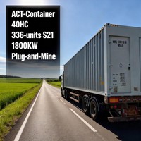 Centre de données crypto SHA-256 refroidi par air ACT 40HC, 2100 kW, 100 ph, 336 unités, avec PDU M60, P34, P33 pour plateforme de minage