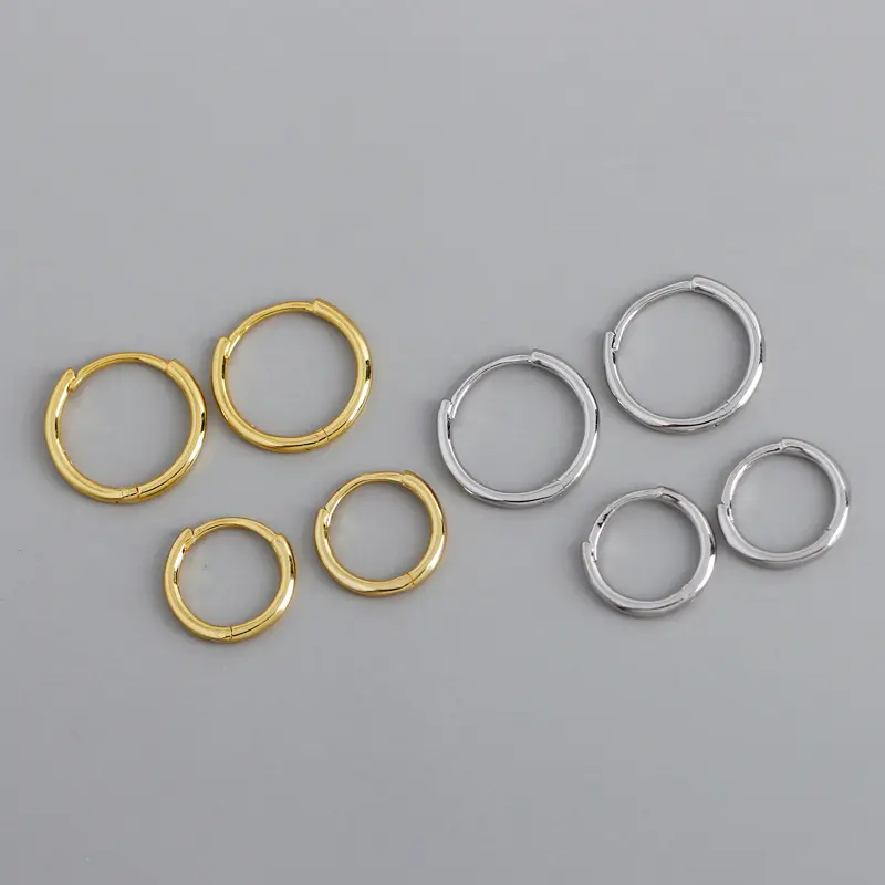 Simple Elegant Women Jewelry Gold Plated Small Big Circle 925 Silver Earrings S925 Sterling Silver Hoop Earrings