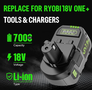 <span class=keywords><strong>Batterie</strong></span> rechargeable au lithium-ion 18V 7.0Ah de remplacement pour outils électriques <span class=keywords><strong>RYOBI</strong></span> - Haute capacité, qualité OEM d'usine avec sécurité - Product Image 2