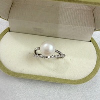 Pabrik ZHUJI Kedatangan Baru Harga Grosir Cincin Mutiara Air Tawar Bentuk Kancing Kelas AAA 8-9mm