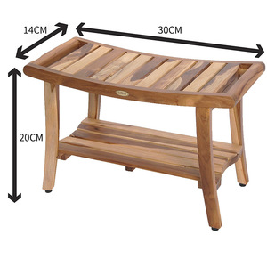 Tabouret de salle de bain incurvé en teck Park Seo avec accoudoirs, taille 1, pour le rangement des serviettes de bain et de douche - Product Image 5