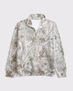 LEDUO Customized Vintage Oversized Casual Fleece Lined Half Zip Long Sleeve Sweatshirt - Product Image 1