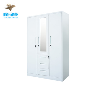 Armoire métallique moderne à 3 portes en acier imprimé, extensible, pour <span class=keywords><strong>vêtements</strong></span>, salle à manger, chambre, avec miroir et tiroir - Product Image 6