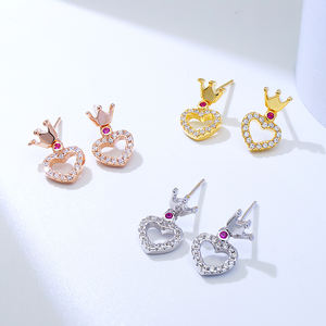 <span class=keywords><strong>Boucles</strong></span> <span class=keywords><strong>d</strong></span>'<span class=keywords><strong>oreilles</strong></span> <span class=keywords><strong>pendantes</strong></span> en argent 925 plaqué or, petites et <span class=keywords><strong>d</strong></span>élicates, en forme de cœur, prix de gros en vrac pour les petites filles - Product Image 2