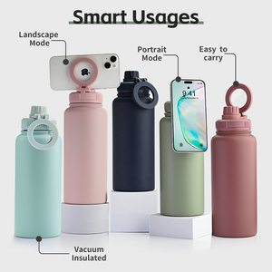 Gobelet isotherme en acier inoxydable avec logo personnalisé, anti-transpiration, 1 litre (32 oz), double paroi, thermos de voyage, écologique, portable - Product Image 3