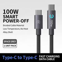 Câble USB-C de charge rapide PD 100W avec arrêt automatique, dissipation thermique en alliage d'aluminium, tressé en nylon, cuivre pur pour imprimante et ordinateur