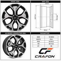 Jantes forgées CF 6061-T6 18 19 pouces 5x114.3 PCD 56.1 CB compatibles avec Subaru WRX STI VAB VAF GV GR GD personnalisées ODM