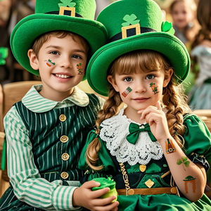 Nouveaux autocollants de tatouage de festival irlandais trèfle chapeau vert dessin animé St. Patrick's Day autocollants de tatouage imperméables - Product Image 3