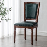 Chaise de salle à manger vintage en bois massif, style nordique/européen/américain, simple et rustique, tabouret de café et chaise de maquillage