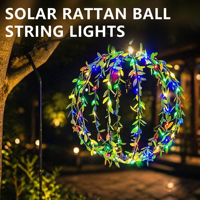 Lanterne solaire en rotin vintage à LED, globe lumineux en osier, étanche IP44, luminaire décoratif suspendu pour extérieur, lumière blanc chaud 3500K