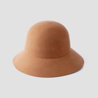 Sombrero de cubo de fieltro de lana 100% de alta calidad personalizado para mujer, sombrero de campana de iglesia Fedora de lana cálido de invierno de cúpula sólida Vintage