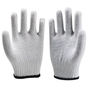 Guantes de trabajo de seguridad de punto de algodón blanco Natural de calibre 7/10 guantes de algodón baratos de punto de cuerda de poliéster