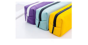 Bolsa de lápiz escolar <span class=keywords><strong>Kanvas</strong></span> Kawaii Color caramelo chico sencillo y barato al por mayor con cierre de cremallera para niñas - Product Image 2
