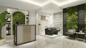 ที่ออกแบบเฟอร์นิเจอร์ร้านเสริมสวยร้านตัดผมผนังหรูหรา - Product Image 5