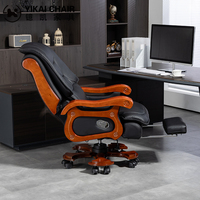 Chaise de bureau exécutive en cuir de vache véritable commerciale Massage à 9 points Pivotant à 360 degrés Hauteur réglable Design traditionnel