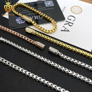 Bracciale e Collana Iced Out Franco in Argento Sterling 925 con Moissanite VVS, Catena a Corda, Stile Hip Hop, Prezzo all'Ingrosso di Fabbrica, 4mm - Product Image 2