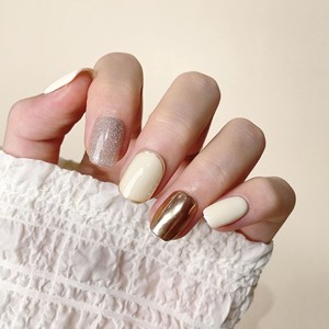 Ongles à presser en <span class=keywords><strong>gel</strong></span> UV faits main au design original, courts, couleur unie, <span class=keywords><strong>faux</strong></span> ongles amovibles, vente en gros, pointes d'ongles à presser dorées et argentées - Product Image 6