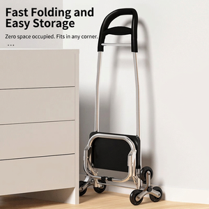 Carrito de Compras Plegable Ligero Xinanda de Aleación de Aluminio, Carrito para Subir <span class=keywords><strong>Escaleras</strong></span>, Portátil, con Bolsa de Tela - Product Image 4