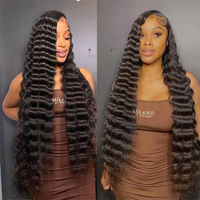 Expédition immédiate : Perruques indiennes naturelles en cheveux humains, Deep Wave, Lace Front, vente en gros, sans colle, HD Lace Frontal, pour femmes noires