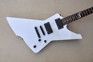 Flyoung blanco forma inusual guitarra eléctrica 6 cuerdas instrumentos de cuerda - Product Image 2