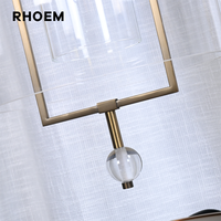 Lampe de table moderne en verre de style américain, avec cadre en laiton et abat-jour en verre double couche, personnalisable pour chevet et bureau, idéale pour les projets de villas.