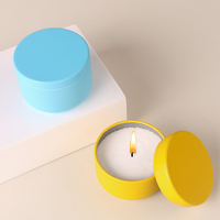 RTS Logo Personnalisé Mini Petit 54 * H39mm Rond Vide En Métal Boîte En Fer Blanc Peut Bougies Conteneurs Pot