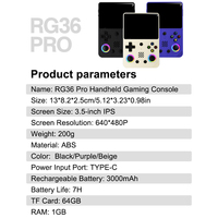 Consola de Videojuegos Portátil RG36 PRO, Pantalla de 3.5 Pulgadas, Juegos Clásicos Retro, Doble Joystick 3D, Regalo para Niños