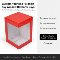 Scatola di Lusso Personalizzata per Giocattoli con Finestra Trasparente in Plastica Lucida Rossa per Figure da Collezione, Nuovo Design per il Mercato USA
