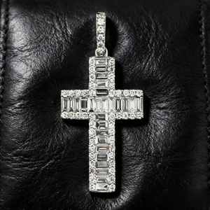 <span class=keywords><strong>Collier</strong></span> vintage pour homme style hip-hop, plaqué or blanc, argent sterling 925, moissanite taille coussin VVS D, pour usage quotidien, cadeau du <span class=keywords><strong>Dieu</strong></span> - Product Image 1