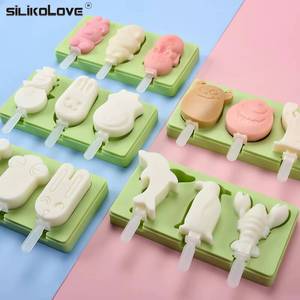 Moule à sucettes glacées en silicone à 3 cavités avec couvercle, motif dessin animé, pour desserts glacés faits maison - Product Image 4