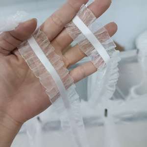 شريط دانتيل أبيض عالي الجودة ذو وجهين بحافة على شكل زهرة اللوتس، شريط مرن من النايلون النقي بألوان صلبة متنوعة - Product Image 6