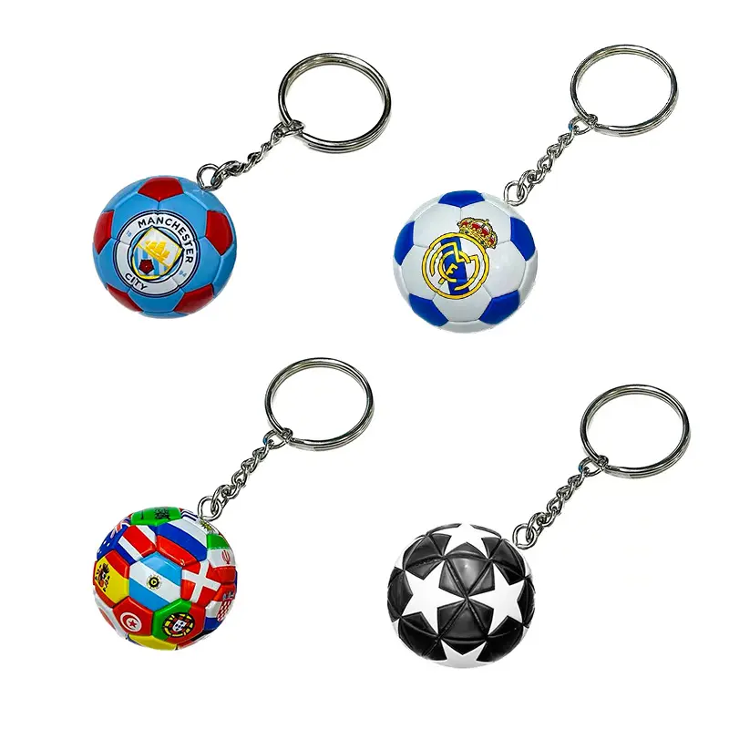 2024 Football Cup Promotional PVC Customizable Football Key Chains Gift And Souvenir Key Rings Sublimed blank metal