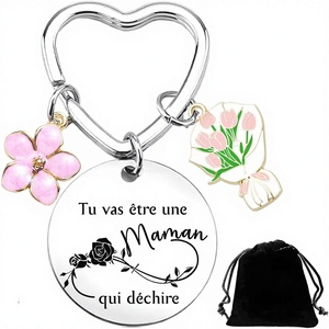 Llavero con Gráfico Floral para Anuncio de Embarazo, Regalo para Madre, Madrina, <span class=keywords><strong>Abuela</strong></span> - 'Vas a ser <span class=keywords><strong>Abuela</strong></span>' - Product Image 1