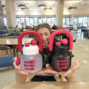 Wholesale Big Belly Cup Double <b>Drinking</b> Carrying Pot Large Capacity Cute Ton Bucket Male and Female Students Trend <b>Plastic</b> - Product Image 2