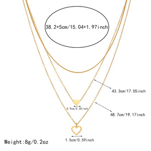 Heart Shaped Layered Clavicle Chain Gold Plated Stainless Steel Daily Wear Gift Necklace - Product Image 4