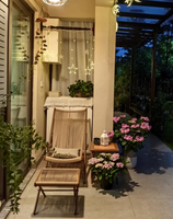 Ensemble de mobilier de jardin et de loisirs d'extérieur, série Cloud Family, comprenant une petite chaise inclinable pliante en rotin de style chinois et une table à thé, idéal pour balcon.