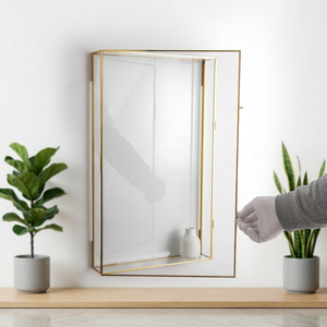 Wholesale Modern Brass and Glass Customizable Luxury Storage and Organizer Mini Wall Hanging Cabinet for Jewelry and Cosmetics - Product Image 1