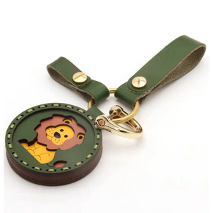 Handmade DIY <b>leather</b> <b>keychains</b>, personalized lion pattern key rings, bag charms, gift pendants, customizable. - Product Image 2