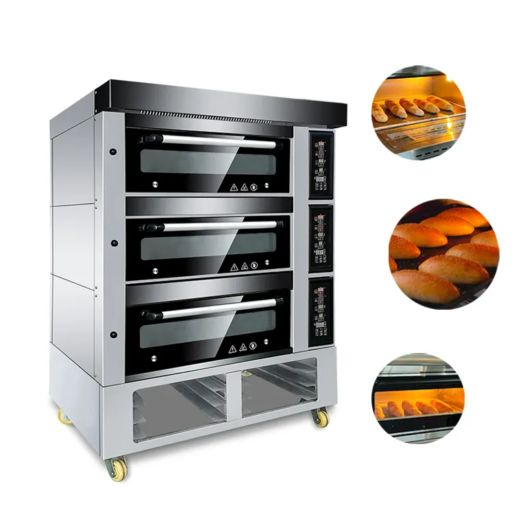Model panas elektrik Oven dek pembakaran komersial pemanas cepat dan tahan lama dengan uap